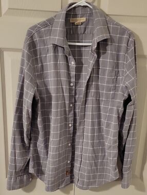 Men's Gray Windowpane Button-Down Shirt